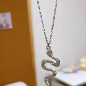 Silver Snake Pendant Necklace